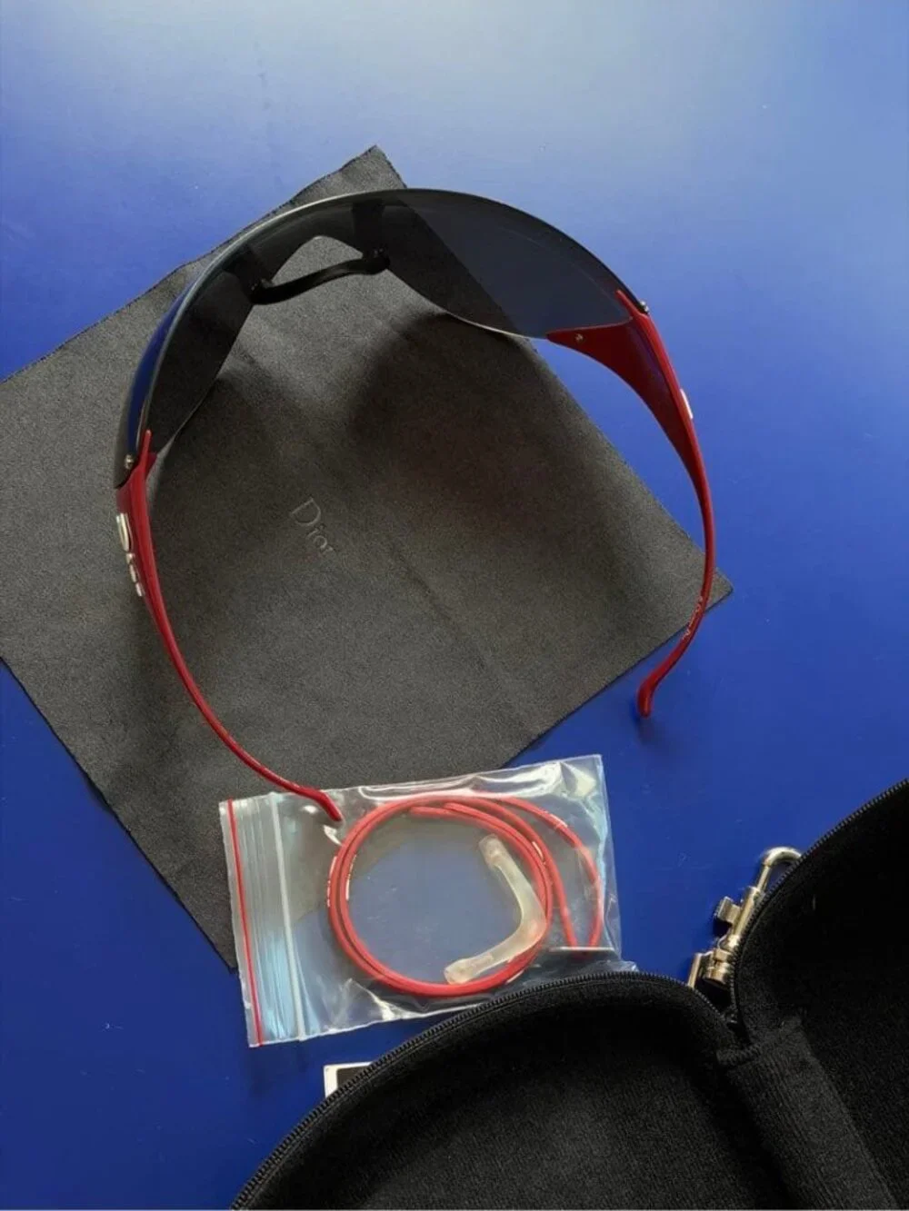 Dior Sunglasses Red Shield Shape Eyewear